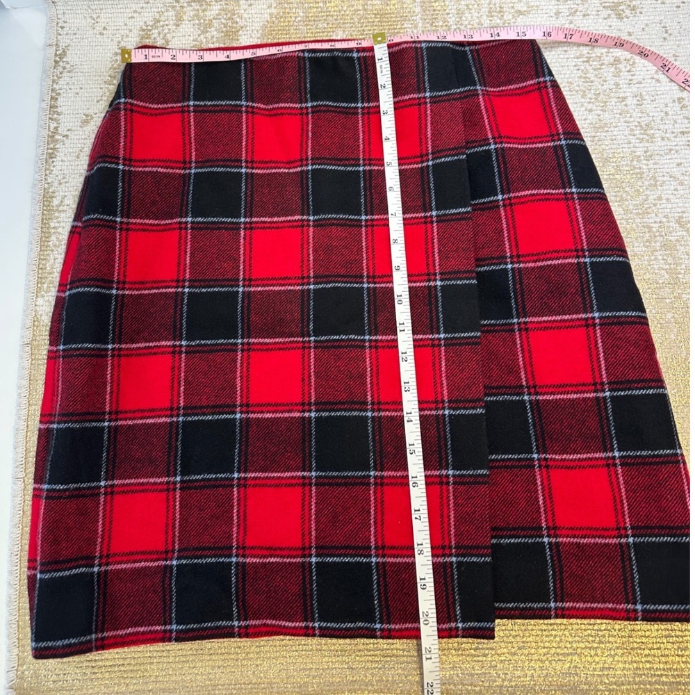 TALBOTS Red & Black Buffalo Check Tartan Plaid Wool Blend Wrap Skirt | 8 - Picture 8 of 8
